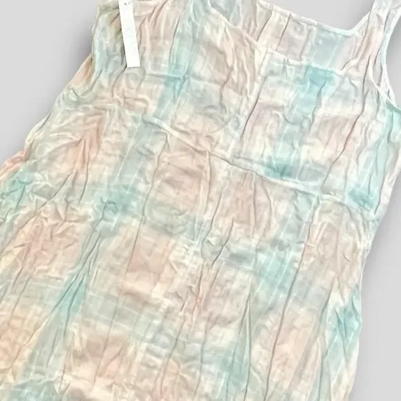 ABOUND PLAID NWOT BOHO RAYON BUTTON DOWN DRESS PINK GREEN 2X - Picture 4 of 8